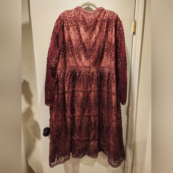 Elegant Wine Lace Dress - Picture 4 of 6